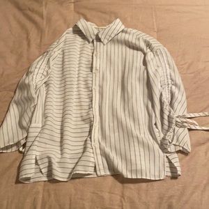 White striped button down shirt